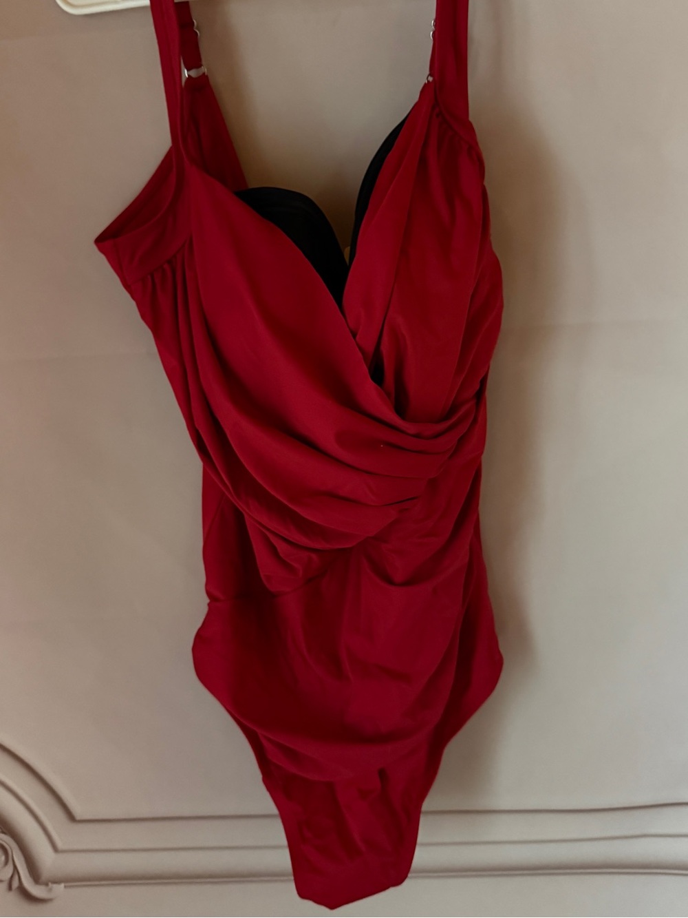Miradonna by Miraclesuit ✨ Red/Black Ruched One-piece Swimsuit 18 NWT
